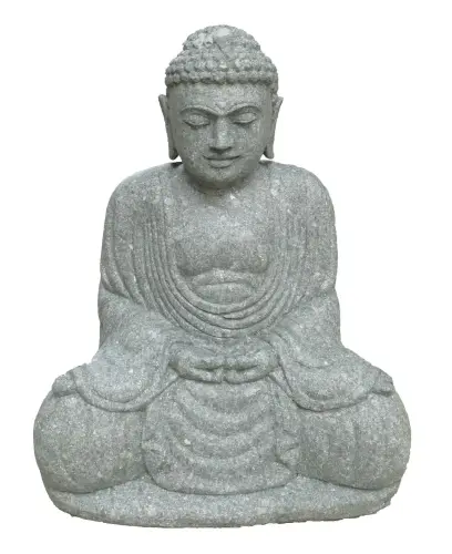 Artikelbild des Artikels “Sitting Buddha, Japanese, Model A, 80 cm height, natural stone (Basanite), stonemasonry. Natural, Grey “